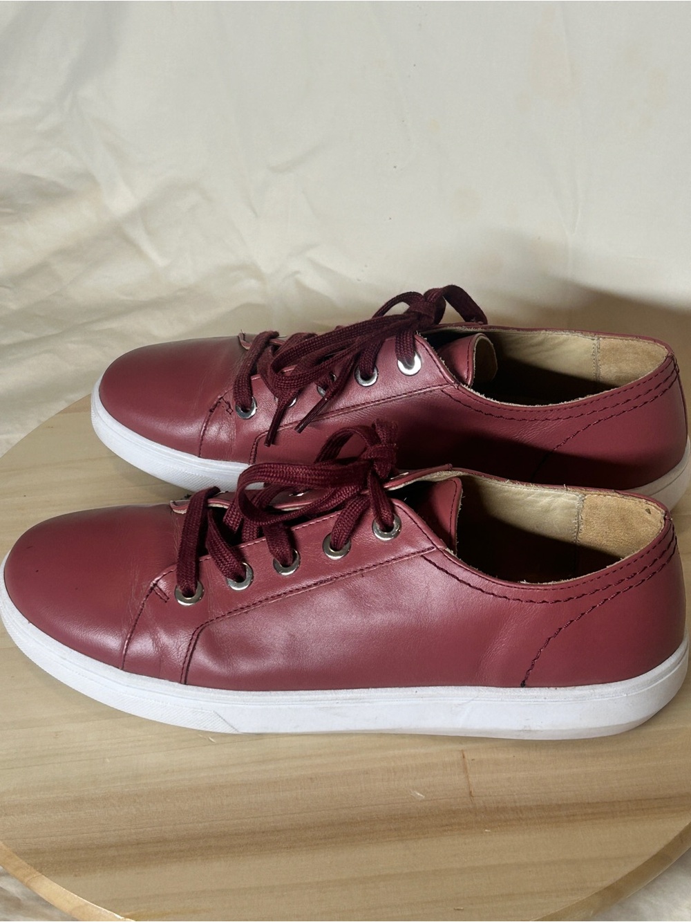 Patina By Portland Leather Women’s Burgundy Leather Lace-Up Sneakers US 10.5